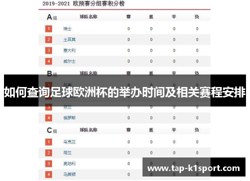 如何查询足球欧洲杯的举办时间及相关赛程安排