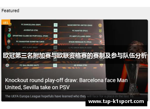 欧冠第三名附加赛与欧联资格赛的赛制及参与队伍分析